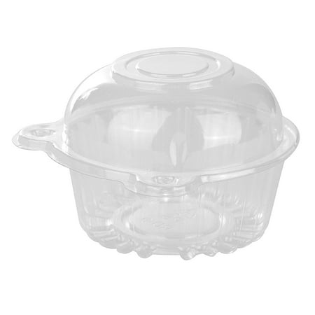 MotBach 100 Pcs Clear CupCake Holder Plastic Individual Cupcake Case Single CupCake Dome Holders Boxes Cups with Lids